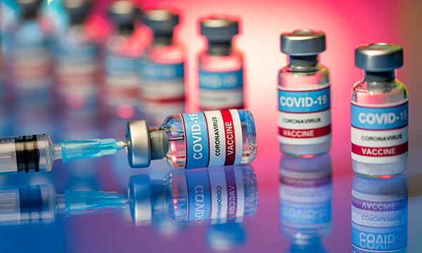 Picture shows vials of COVID-19 vaccine