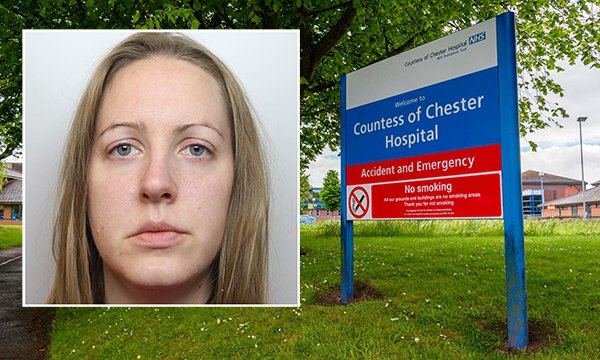Three of the senior leadership team at the Countess of Chester Hospital between 2015 and 2016 have been arrested on suspicion of gross negligence manslaughter. Lucy Letby (inset) was convicted of murdering babies there 