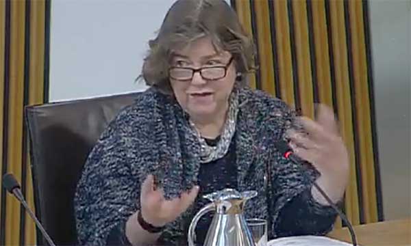 Dementia nursing expert June Andrews giving evidence to the Scottish Parliament's audit committee in Edinburgh