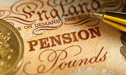 NHS pension advice: close-up of cash note with the word PENSION emblazoned on it