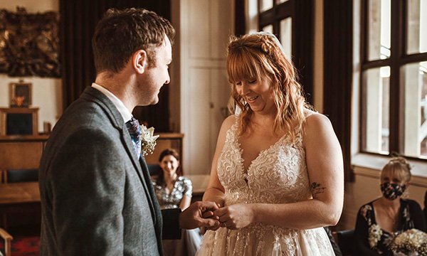 Mental health nurses Shona Watts and James Smith pictured at their whirlwind wedding