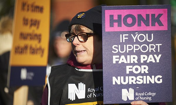 Strikers at the Royal Victoria Infirmary in Newcastle upon Tyne