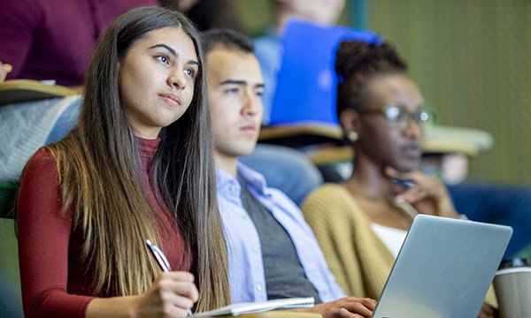 Cardiff University nursing school proposed closure: students in lecture theatre