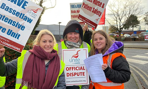 Intensive care unit nurses at Bassetlaw Hospital, Nottinghamshire, are taking five-day strike action from 15-19 December over plans to rotate between Bassetlaw and Doncaster Royal Infirmary