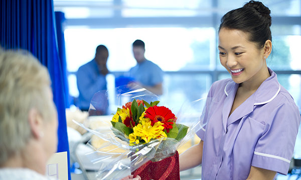 Nurse receiving gift