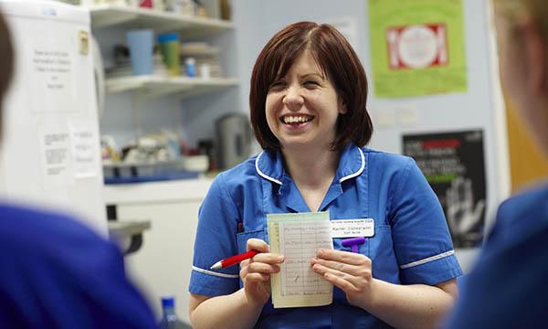 nurse laughing